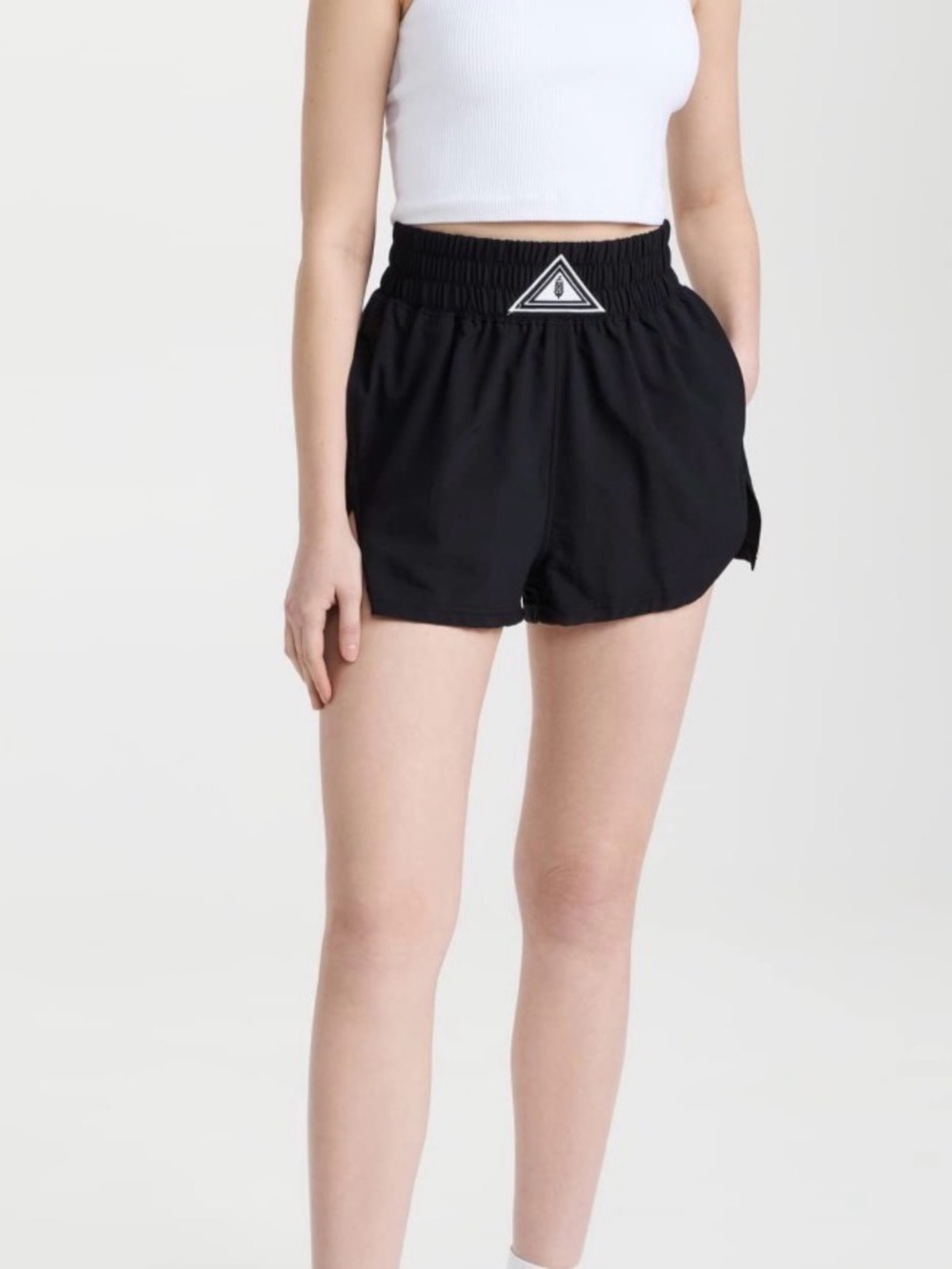 Free People Black Athletic Elastic-Waist Shorts | Large